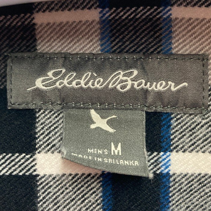 Eddie Bauer  エディーバウアー チェックシャツ ボタンダウン ブラック ホワイト ブルー Size M 瑞穂店
