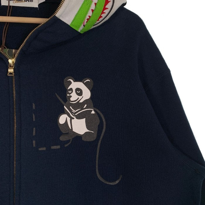 A BATHING APE アベイシングエイプ PANDA SHARK FULL ZIP HOODIE パンダ シャークパーカー ネイビー Size L 福生店