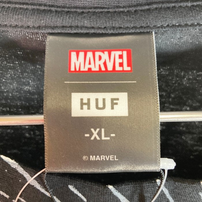 HUF ハフ × MARVEL マーベル コラボ WOLVERINE RAIN 半袖 Tシャツ hufworldwide ウルヴァリン アメコミ 全面プリント ブラック sizeXL 瑞穂店