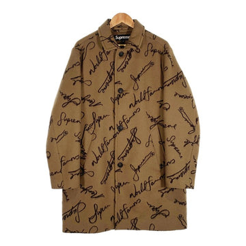 SUPREME シュプリーム 20AW Script Logos Wool Overcoat スクリプトロゴ ウール オーバーコート ベージュ Size M 福生店