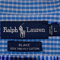 Ralph Lauren ラルフローレン BLAKE ボタンダウンシャツ チェック TWO-PLY COTTON ブルー Size L 福生店