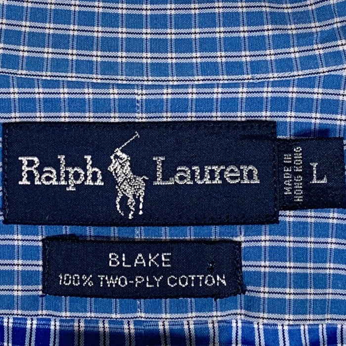 Ralph Lauren ラルフローレン BLAKE ボタンダウンシャツ チェック TWO-PLY COTTON ブルー Size L 福生店