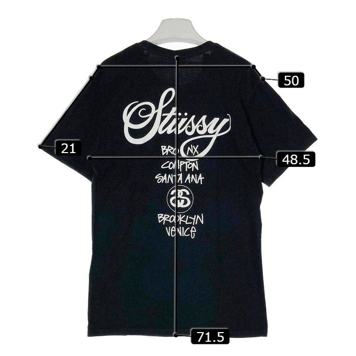 STUSSY ステューシー 両面プリント ワールドツアー Tシャツ ブラック sizeM 瑞穂店