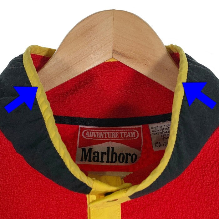 90's Marlboro マールボロ フリース プルオーバージャケット スナップボタン レッド ブラック Size L 福生店