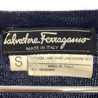 Salvatore Ferragamo サルヴァトーレフェラガモ バーダー ウール ニット ヴァラ ゴールド金具 ネイビー sizeS 瑞穂店