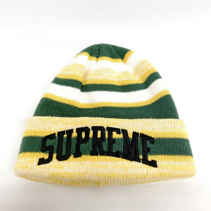 Supreme シュプリーム 17AW Heather stripe beanie ニットキャップ イエロー グリーン 瑞穂店