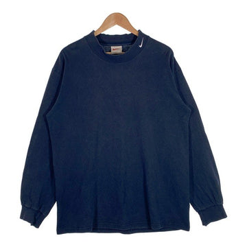 90's NIKE ナイキ ロングスリーブTシャツ ネック刺繡 ネイビー USA製 Size L 福生店