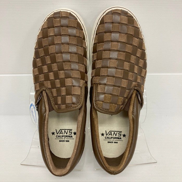 VANS バンズ SLIP-ON スリッポン レザー 編み込み チェッカー DsrtPlm/Mrshm Woven Checkerboard VN-0IL51JX ブラウン size27.5cm 瑞穂店