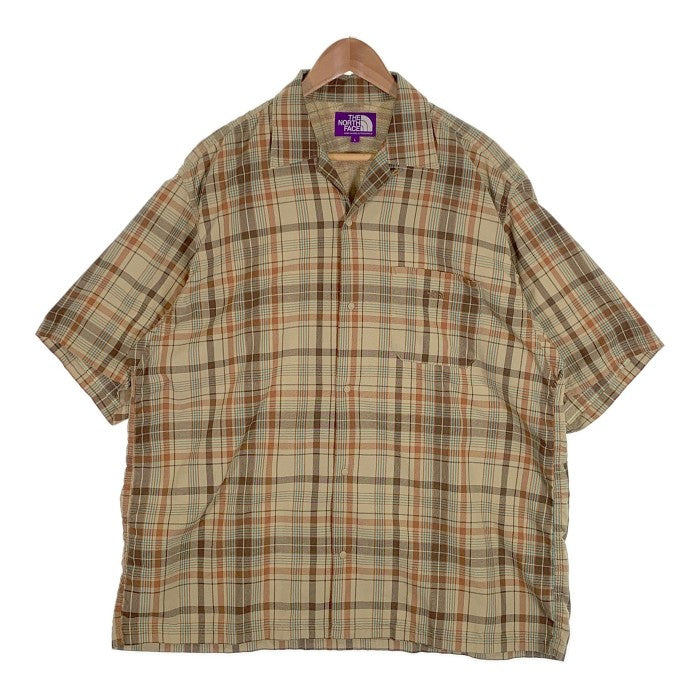 THE NORTH FACE PURPLE LABEL ノースフェイス パープルレーベル 21SS Madras Field H/S Shirt マドラスチェック ハーフスリーブシャツ スナップボタン ベージュ NT3107N Size L 福生店