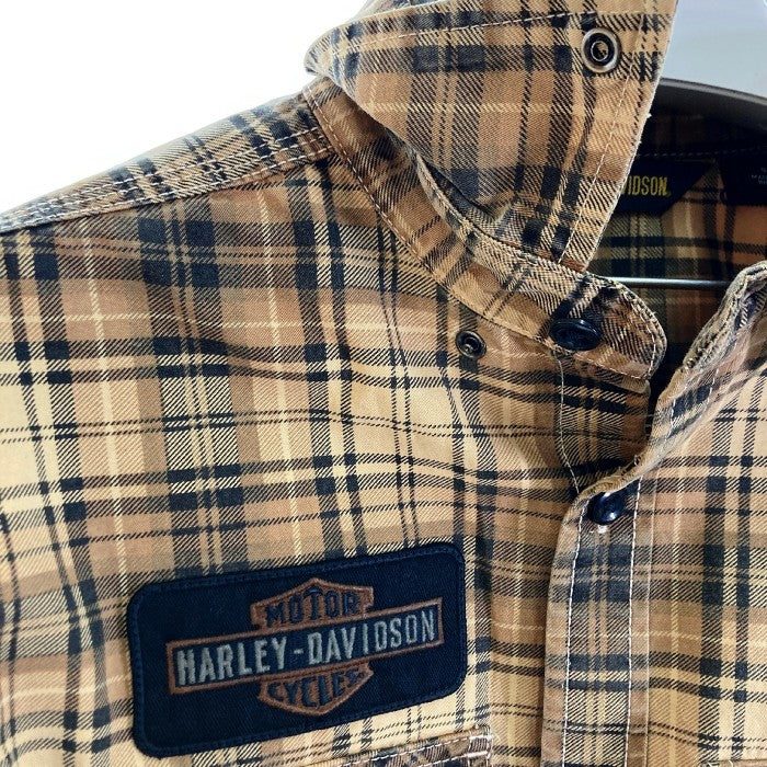 HARLEY-DAVIDSON ハーレーダビッドソン PATCH PRINTED PLAID SHIRT パッチ 刺繍 チェック 長袖 シャツ 96263-18VM イエロー sizeS 瑞穂店