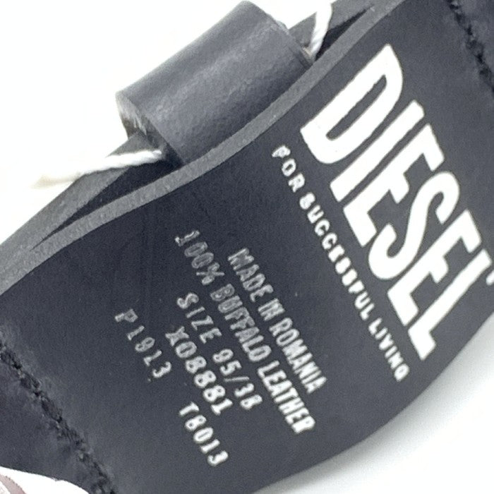 DIESEL ディーゼル BLUSTAR2 レザーベルト ブラック シルバーバックル X08881 T8013 Size 95 福生店