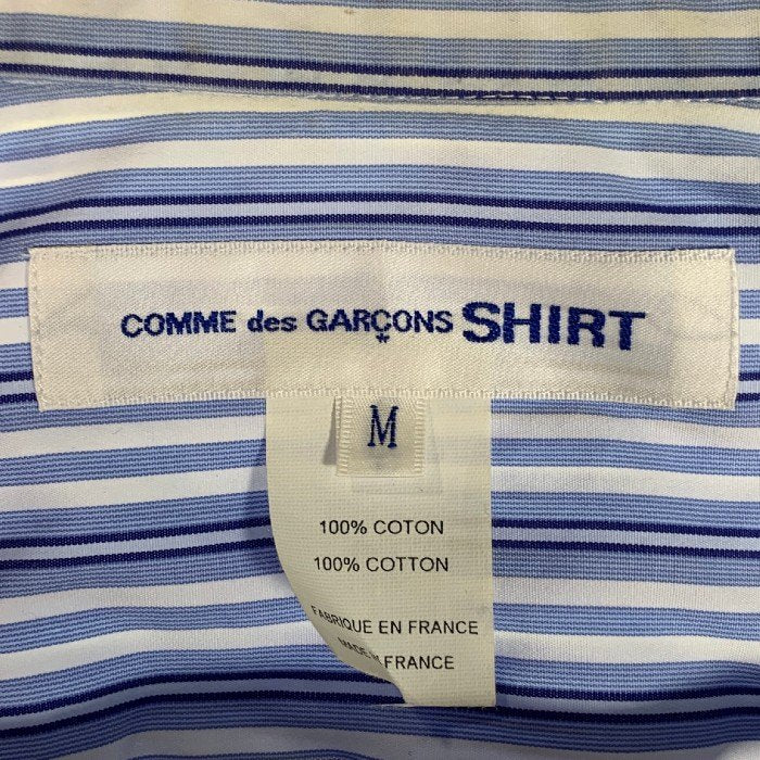COMME des GARCONS SHIRT コムデギャルソンシャツ 切替 開襟シャツ ヤシの木 ストライプ ブルー S24038 Size M 福生店