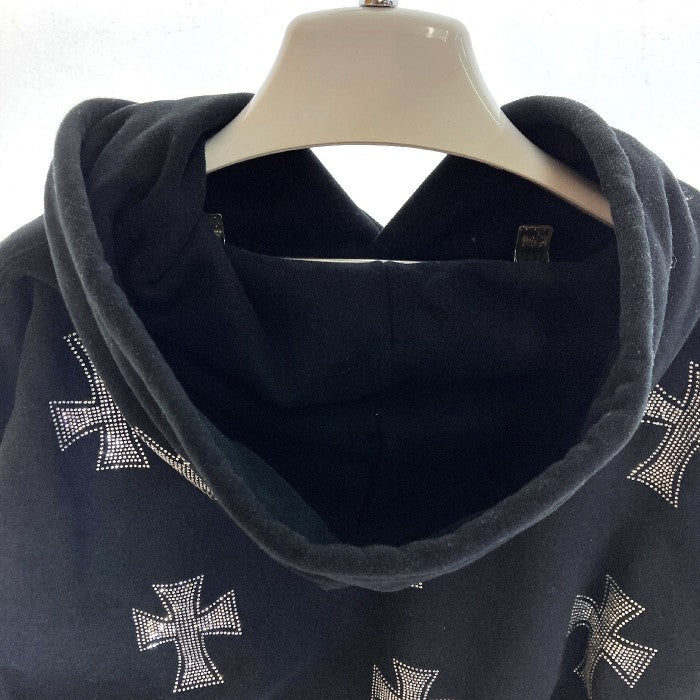 unknown アンノウン Rhinestone Cross Zip Hoodie ラインストーン クロス ジップ フーディー ブラック Size M 瑞穂店