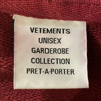 VETEMENTS ヴェトモン 21AW ダブルアナーキープリント プルオーバーパーカー ボルドー オーバーサイズ UA52TR820R Size XS 福生店