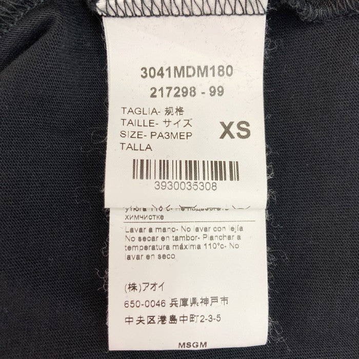 MSGM エムエスジーエム 3041MDM180 Tシャツ ブラック sizeXS 瑞穂店