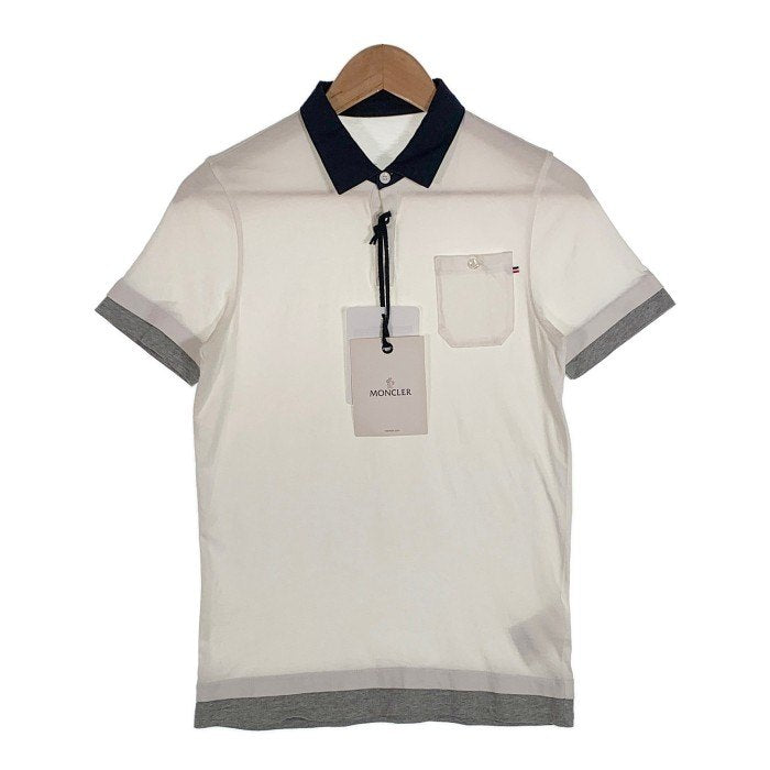 MONCLER モンクレール MAGLIA POLO コットン レイヤードポロシャツ ホワイト 訳あり Size XS 福生店