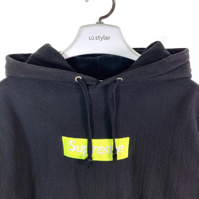 SUPREME シュプリーム 17AW Box Logo Hooded Sweatshirt 蛍光 ボックスロゴ フーデッドスウェットシャツ パーカー ブラック  sizeS 瑞穂店