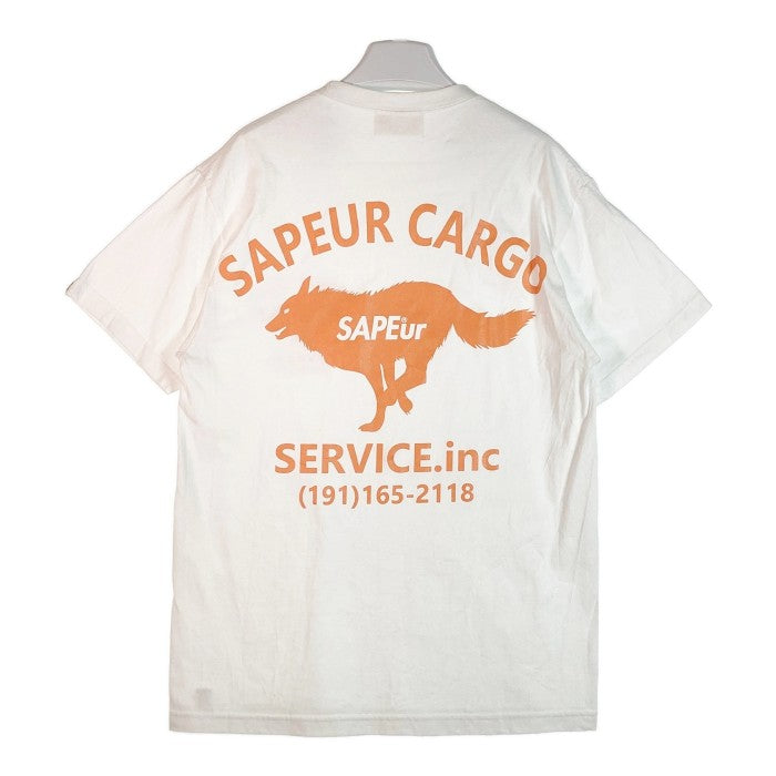 SAPEur サプール SAPEUR CARGO SERVICE プリント 半袖 Tシャツ ホワイト sizeL 瑞穂店