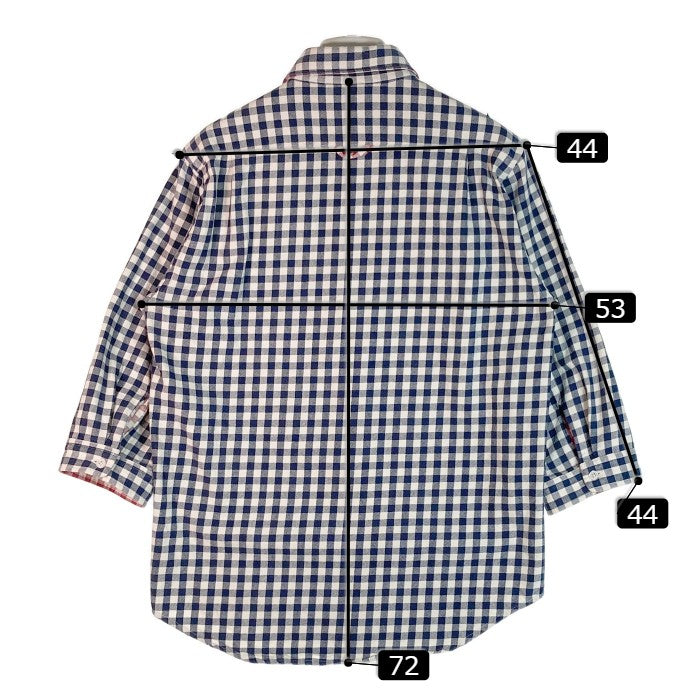 STUSSY ステューシー 七分袖 コットンシャツ ブラウス Shirt Blouse STUSSY AUTHENTIC GEAR ギンガムチェック ネイビー sizeM 瑞穂店