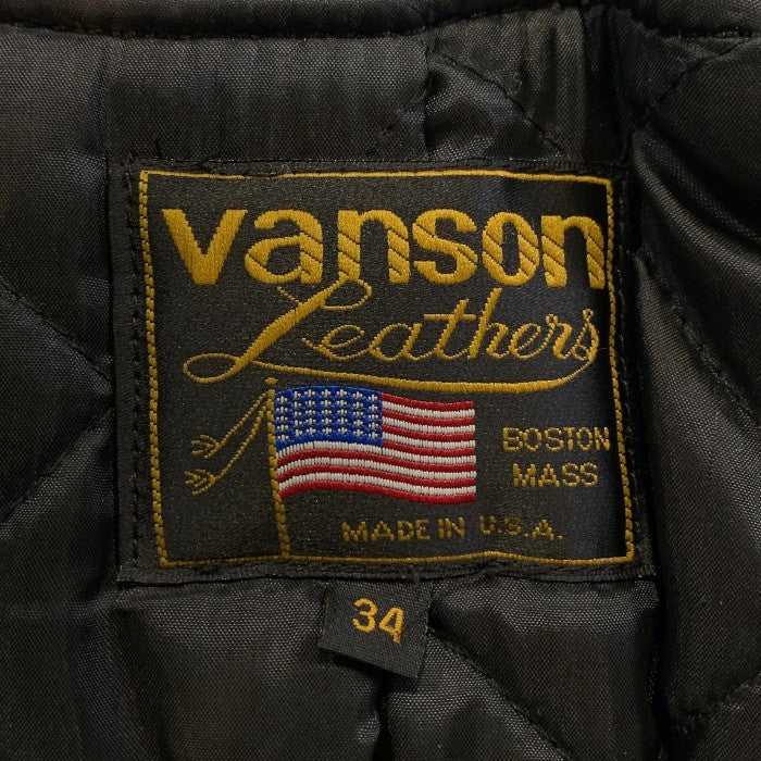 VANSON バンソン C2 レザー ダブルライダースジャケット 真鍮バックル ブラック Size 34 福生店