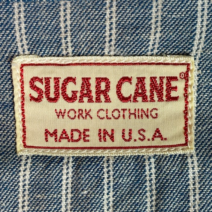 SUGAR CANE シュガーケーン USA製 ストライプ 長袖シャツ インディゴ×ホワイト sizeM 瑞穂店