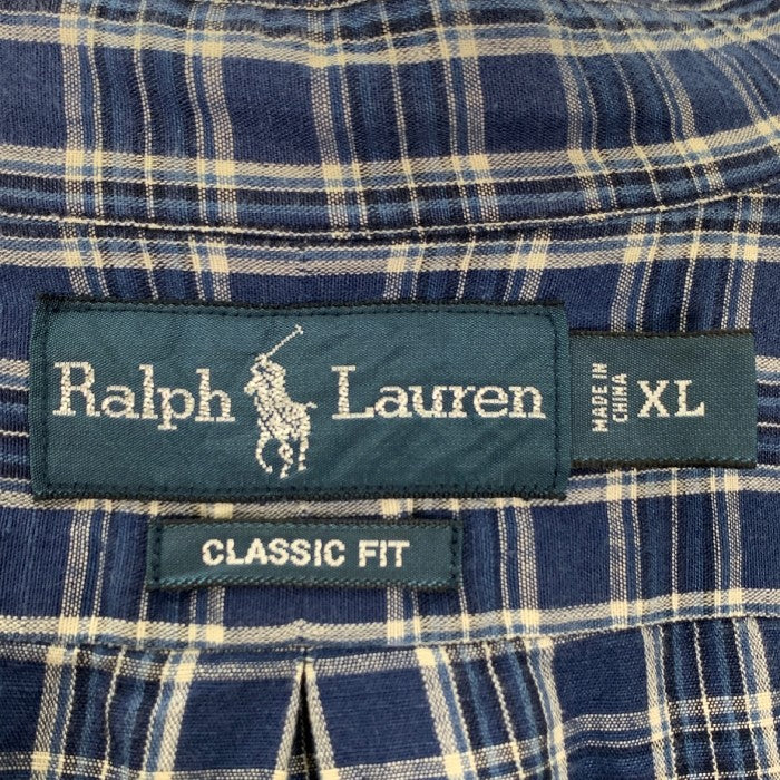 Ralph Lauren ラルフローレン CLASSIC FIT ボタンダウンシャツ チェック ブルー Size XL 福生店