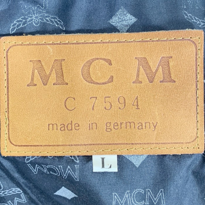 MCM エムシーエム C7594 レザージャケット リブ 総柄プリント エポーレット ブラック Size L 福生店