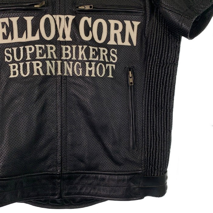 YELLOW CORN イエローコーン ショートスリーブ パンチングレザージャケット ブラック Size M 相当 福生店