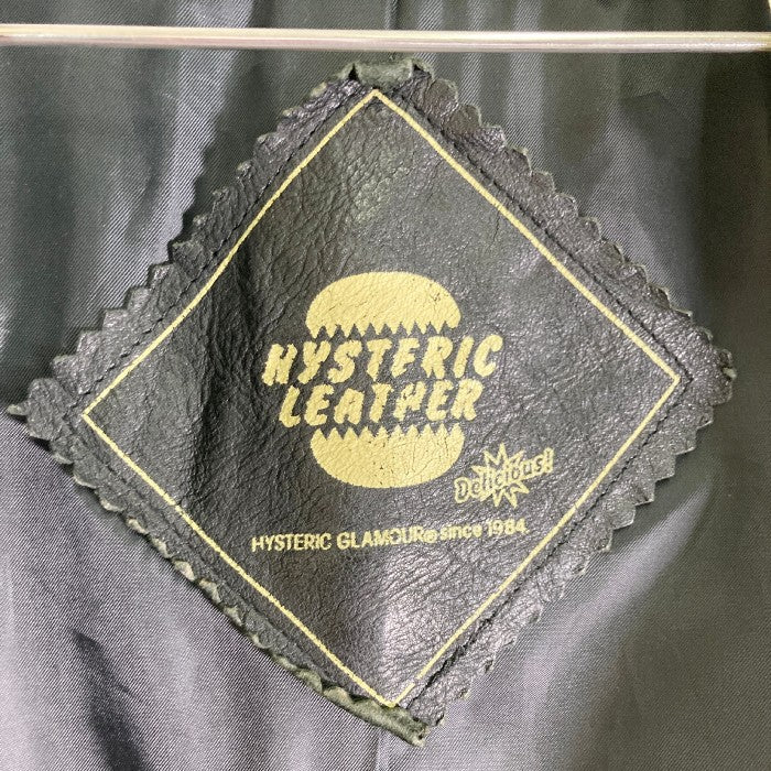 HYSTERIC GLAMOUR ヒステリックグラマー ノーカラー シングルライダースジャケット 2LB-7020 ブラック sizeF 瑞穂店