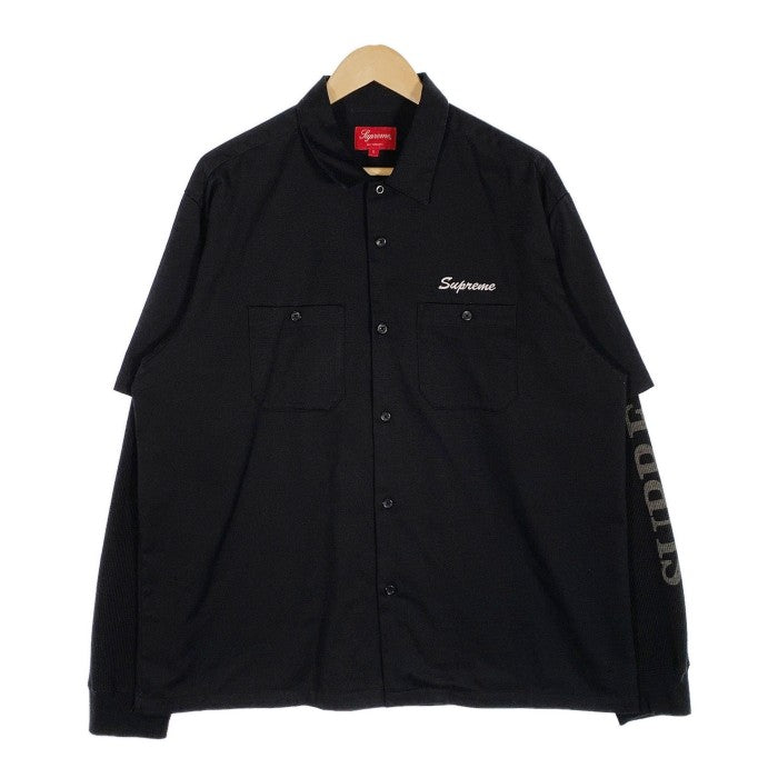 SUPREME シュプリーム 21AW Thermal Work Shirt サーマルスリーブ ワークシャツ ブラック Size L 福生店