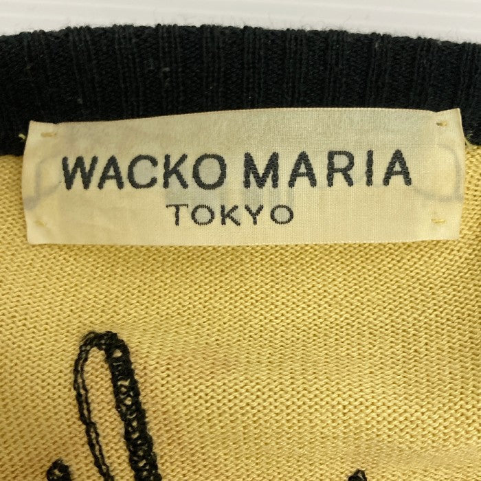 WACKO MARIA ワコマリア チェーン刺繍 ROCK STEADY コットン ニット カーディガン イエロー sizeL 瑞穂店