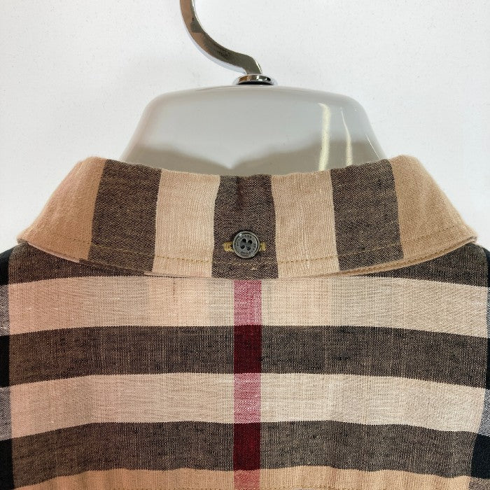 ふるさと割】 美品☆ BURBERRY ベージュ XL 半袖シャツ 麻混 ノバ