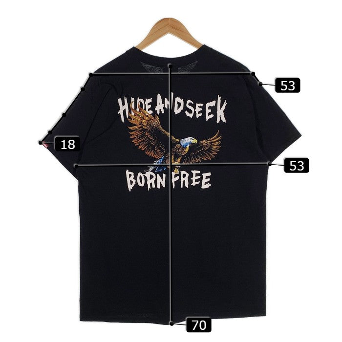 HIDE&SEEK ハイドアンドシーク EAGLE S/S TEE イーグル プリントTシャツ ブラック Size L 福生店