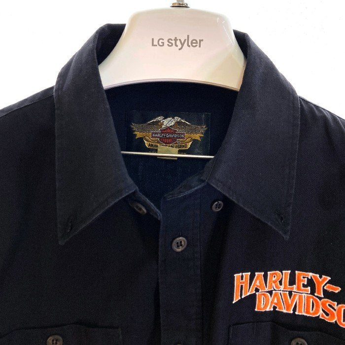 Harley-Davidson  ハーレーダビッドソン 刺繍 ボタンダウンシャツ 長袖 ブラック size:M 瑞穂店