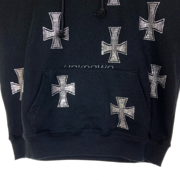 unknown アンノウン Rhinestone Cross Zip Hoodie ラインストーン クロス ジップ フーディー ブラック Size M 瑞穂店