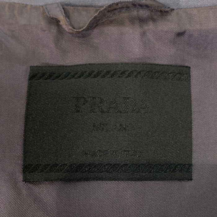 PRADA プラダ シルク ナイロン スタンドカラージップアップジャケット 比翼 チャコールグレー Size M 福生店