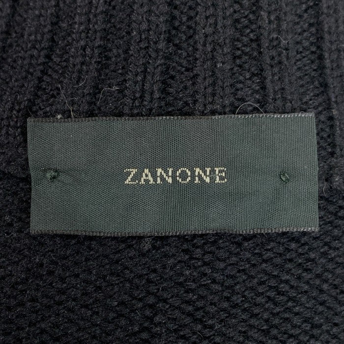 ZANONE ザノーネ スタンドカラー ウール ジップアップセーター ドライバーズニット ブラック Size 50 福生店