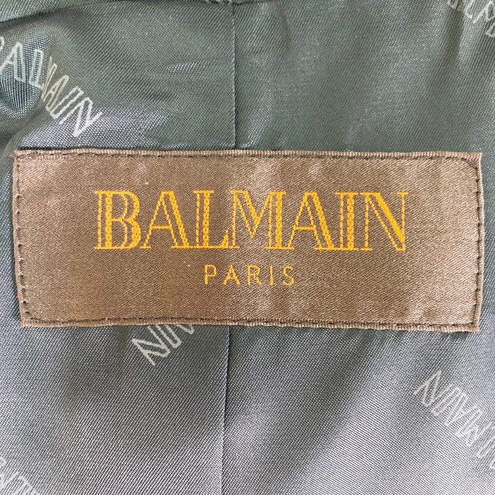 BALMAIN バルマン 1349 フォックスファー ラムレザー ロングコート ブラック size11 瑞穂店