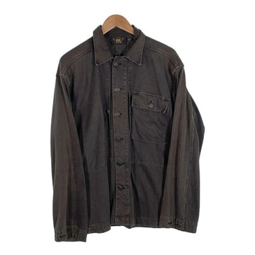 RRL ダブルアールエル ヘリンボーン ツイル オーバーシャツ ミリタリー 13スター ブラック Size M 福生店