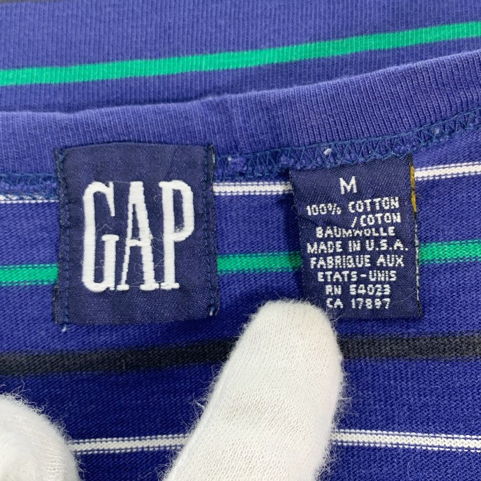 90's GAP ギャップ ボーダー ロングスリーブTシャツ ネイビー USA製 オールド Size M 福生店