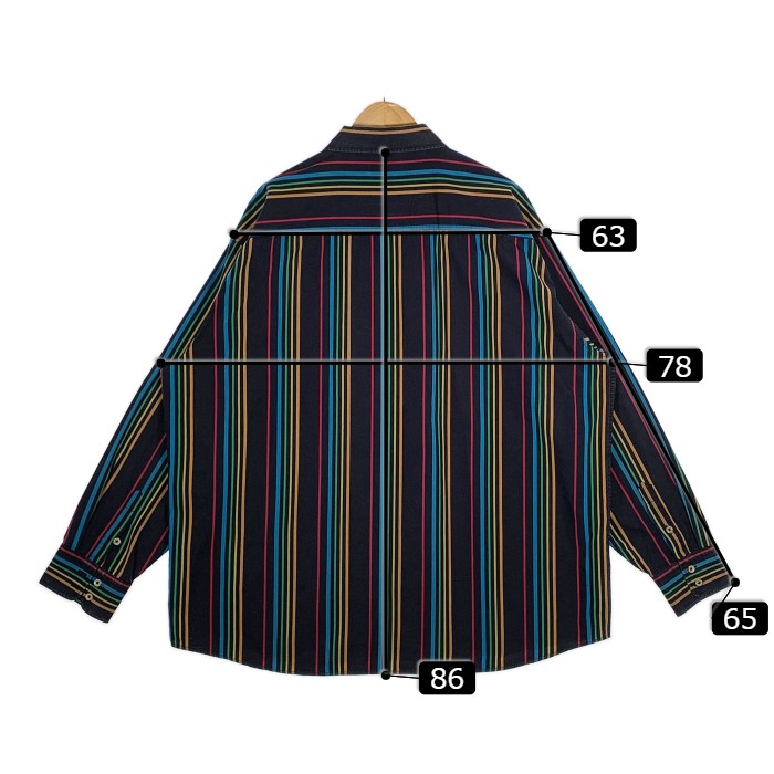 COOGI クージー ストライプ 刺繡 シャツ ブラック Size 4XL 福生店