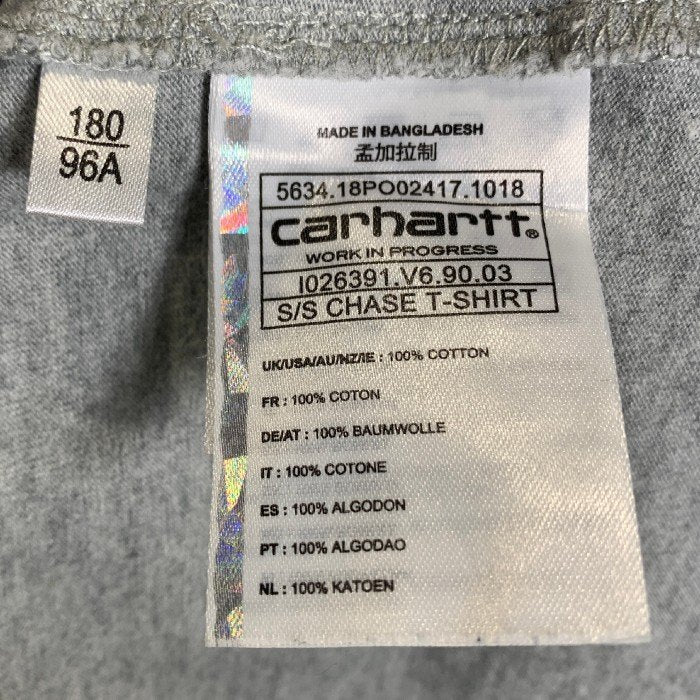 Carhartt W.I.P. カーハート ワークインプログレス S/S CHASE T-SHIRT ロゴ刺繡 Tシャツ グレー Size L 福生店
