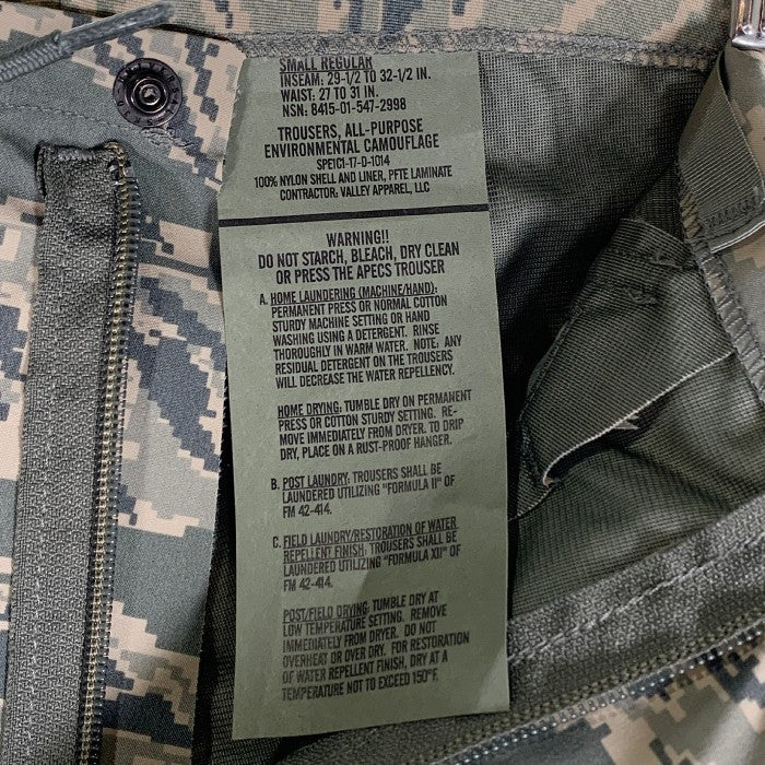 米軍 U.S.AIR FORCE APECS GORE-TEX TROUSERS デジタルタイガーカモ ゴアテックストラウザーパンツ 17年度会計 Size S-R 福生店