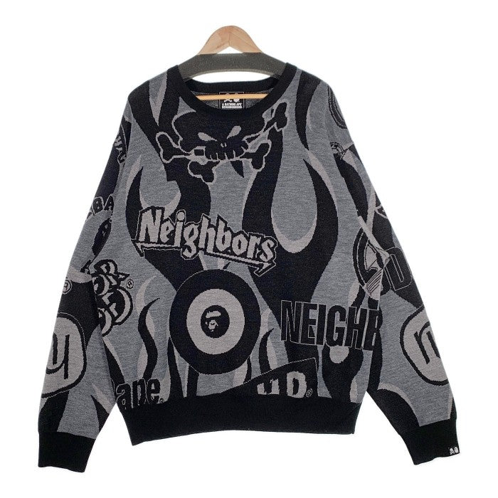 A BATHING APE アベイシングエイプ NEIGHBORHOOD ネイバーフッド RELAXED FIT KNIT ニットセーター ブラック Size XL 福生店