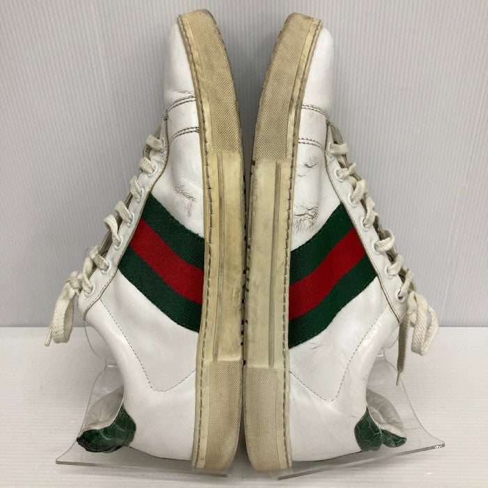 GUCCI グッチ シェリーライン ヒールクロコ レザースニーカー ホワイト size7・1/2 瑞穂店
