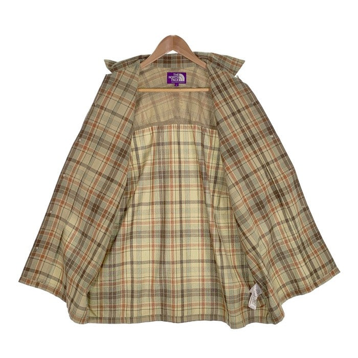 THE NORTH FACE PURPLE LABEL ノースフェイス パープルレーベル 21SS Madras Field H/S Shirt マドラスチェック ハーフスリーブシャツ スナップボタン ベージュ NT3107N Size L 福生店