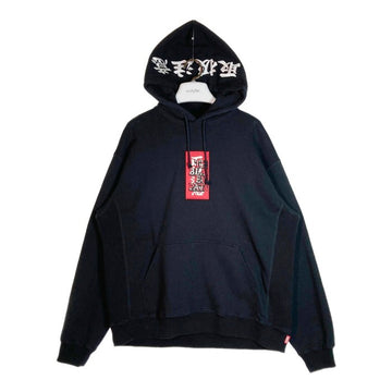 THE BLACK EYE PATCH ブラックアイパッチ handle with care label hoodie 取扱注意 刺繍パーカー ブラック sizeL 瑞穂店