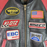 VANSON バンソン スタジャン レザージャケット RPJ TEAM JACKET ライダースジャケット 本革 USモデル ブラック×レッド size34 瑞穂店