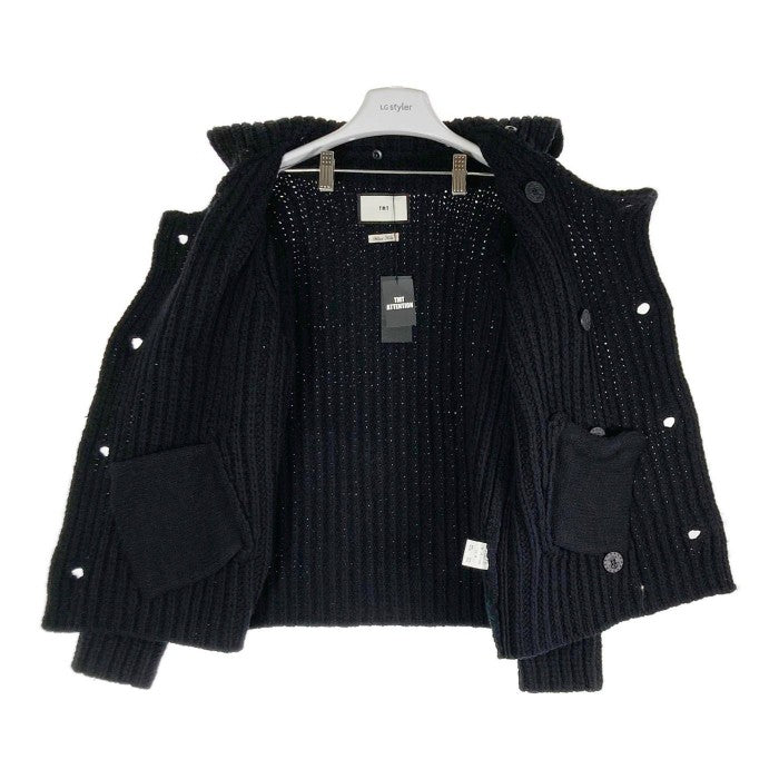 TMT ティーエムティー HANDKNIT LOW GUAGE PEA COAT ハンドニットローゲージ Pコート 2019AW ブラック sizeM 瑞穂店