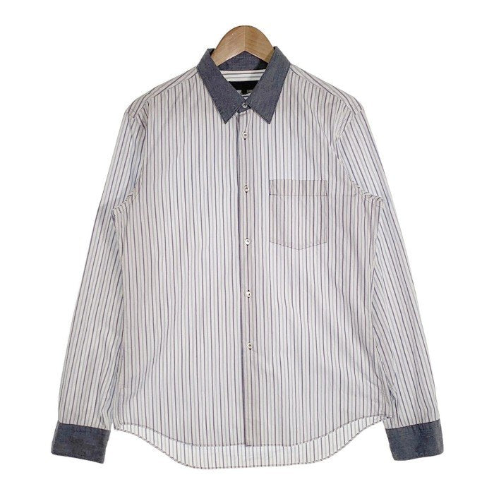 COMME des GARCONS HOMME DEUX コムデギャルソンオムドゥ ストライプ 切替 長袖シャツ シャンブレーカラー ホワイト DG-B015 Size M 福生店